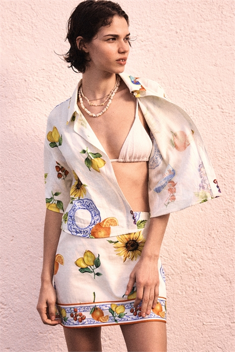 Рубашка из льняного бленда с принтом 1283136001 - Фото 13768782