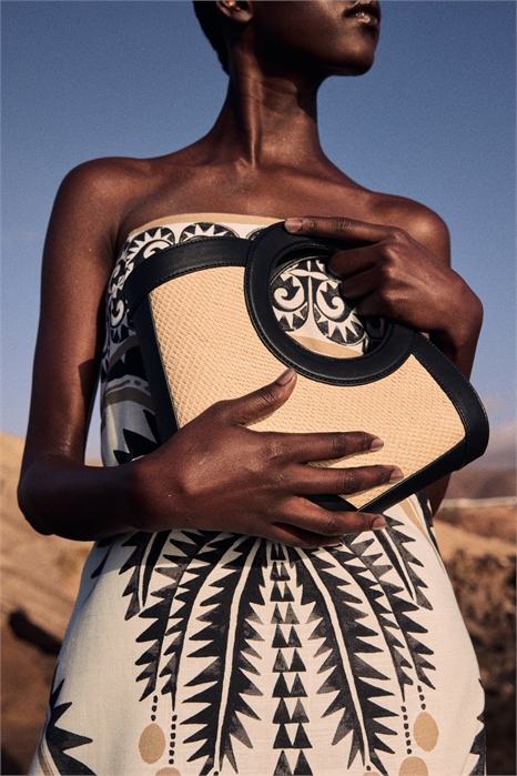 Сумочка из соломки с деталями из мелованной ткани 1281384001 - Фото 13775616