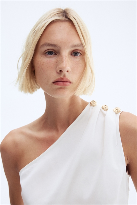 Топ на одно плечо с отделкой пуговицами 1295006002 - Фото 13778378