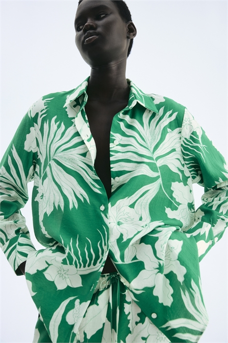 Рубашка оверсайз с узором 1290383001 - Фото 13780460