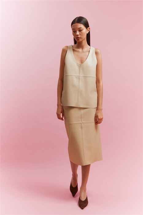 Кожаная юбка-карандаш 1288108001 - Фото 13784273