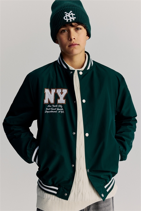 Бейсбольная куртка с узором из мотивов 1293020001 - Фото 13784754