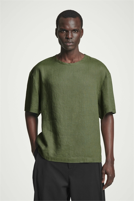 Расслабленная футболка из тканого льна 1272814003 - Фото 13787156