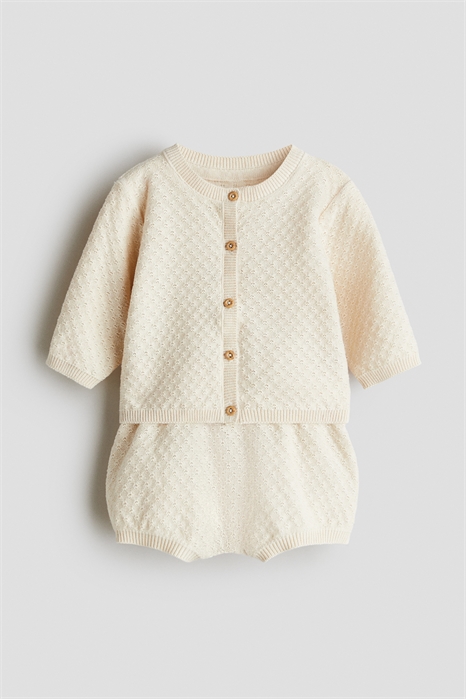 Комплект из 2 частей из хлопка с пуантельевой вязкой 1291620001 - Фото 13788784