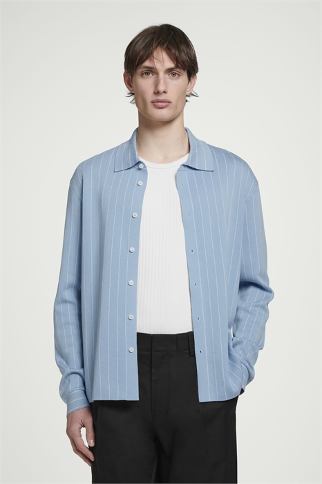 Расслабленная полосатая рубашка из трикотажного хлопка 1263695001 - Фото 13791564