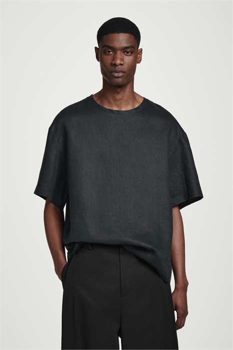 Расслабленная футболка из тканого льна 1272814002 - Фото 13792737