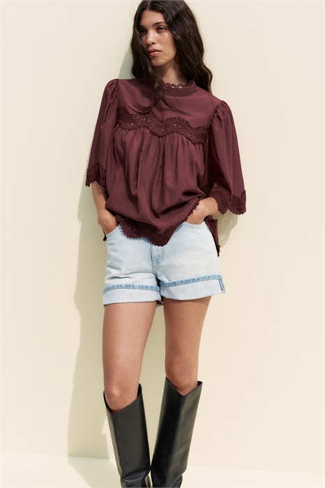 Блузка с кружевной отделкой 1303729002 - Фото 13802112