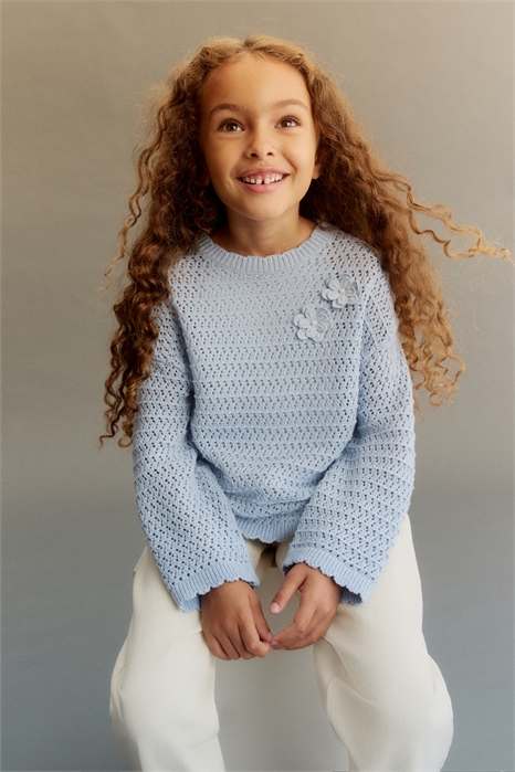 Хлопковый джемпер с дырчатой вязкой 1295499003 - Фото 13811930