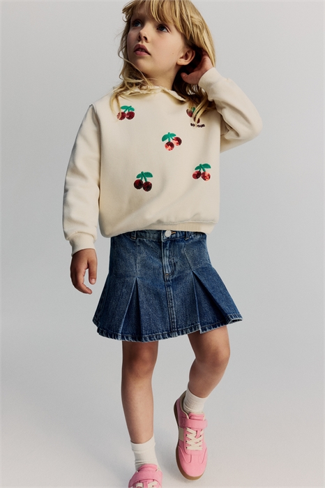 Плиссированная джинсовая юбка 1283100001 - Фото 13813153