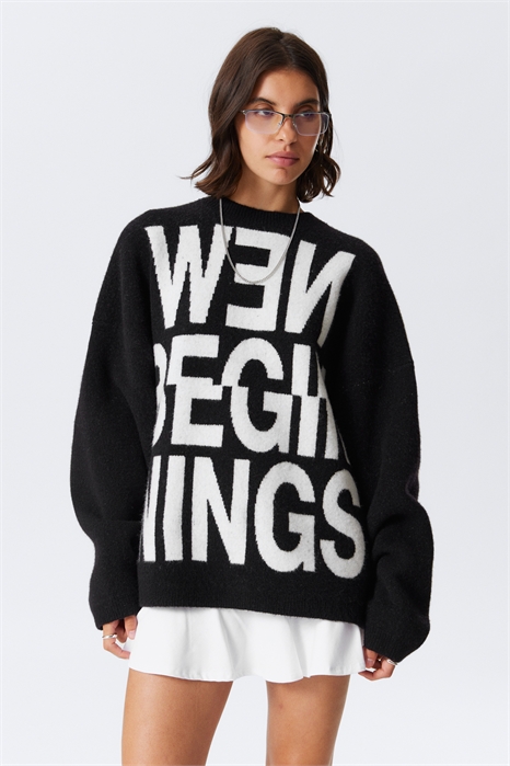 Вязаный свитер с жаккардовым узором в стиле оверсайз 1294750001 - Фото 13815947