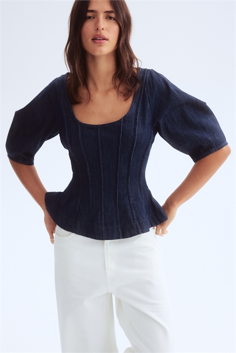Джинсовая блузка с пеплумом 1303746002 - Фото 13816840