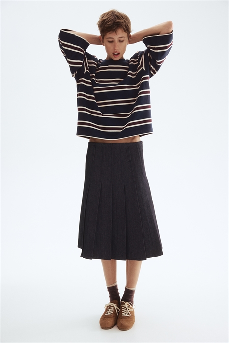 Плиссированная джинсовая юбка 1310204002 - Фото 13817094