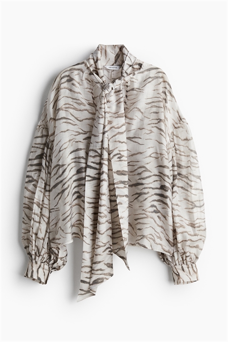 Узорчатая блузка с завязками на шее 1256476001 - Фото 13819175