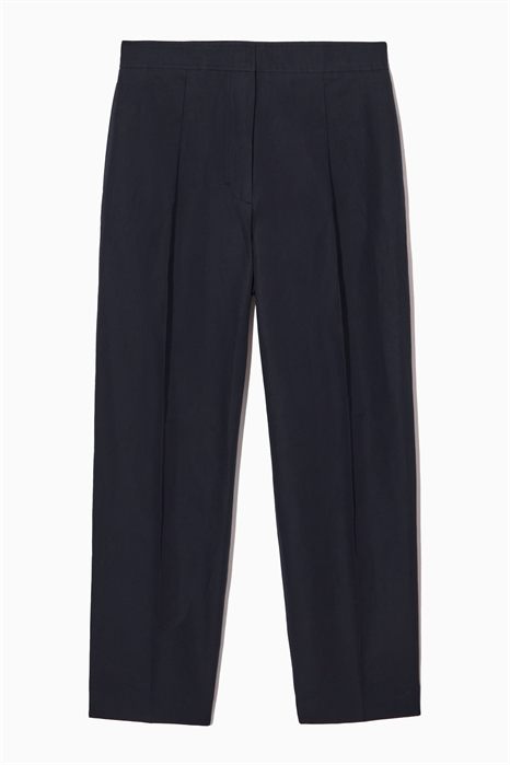 Зауженные плиссированные чиносы из льняного бленда 1152402001 - Фото 13824146