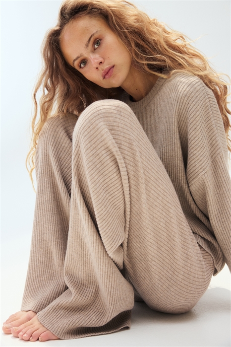 Широкие брюки из трикотажа в рубчик 1295856002 - Фото 13830381