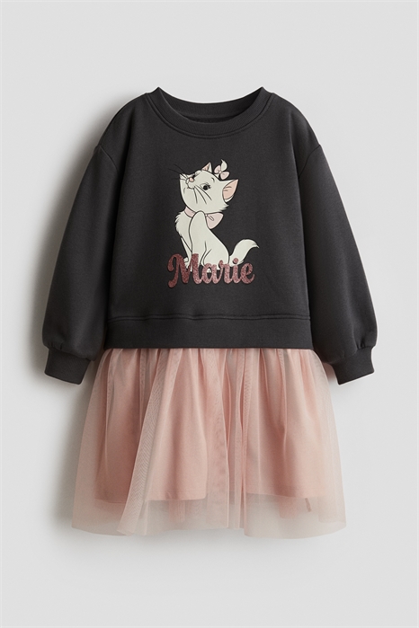 Платье-толстовка с принтованной юбкой из тюля 1305485004 - Фото 13831062