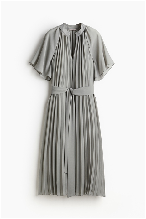 Плиссированное платье с завязывающимся поясом 1238595001 - Фото 13834261