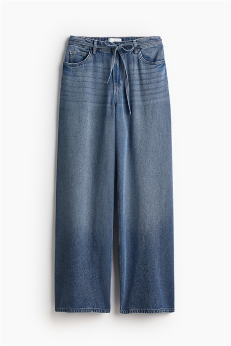 Широкие джинсы с завязывающимся ремнем 1239907001 - Фото 13834275