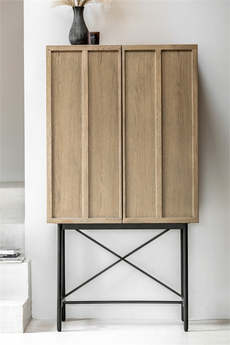 Двухдверный коктейльный шкаф с деревянными панелями 1312904001 - Фото 13839353