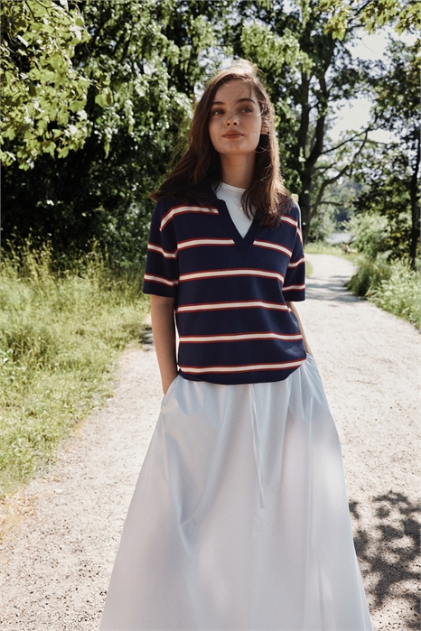 Рубашка-поло из тонкого трикотажа в стиле оверсайз 1269529004 - Фото 13842573