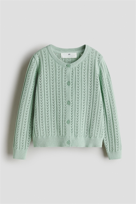 Кардиган из хлопка с пуантельевой вязкой 1273021006 - Фото 13848232