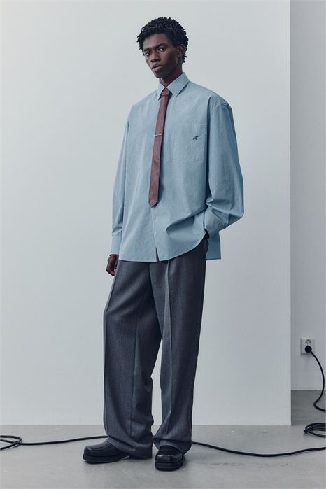 Хлопковая рубашка в полоску 1299784001 - Фото 13849574