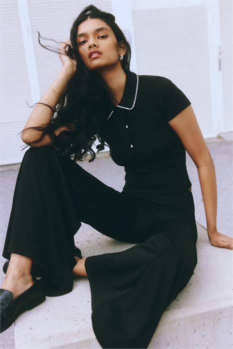 Рубашка-поло с отделкой стразами 1300637001 - Фото 13853795