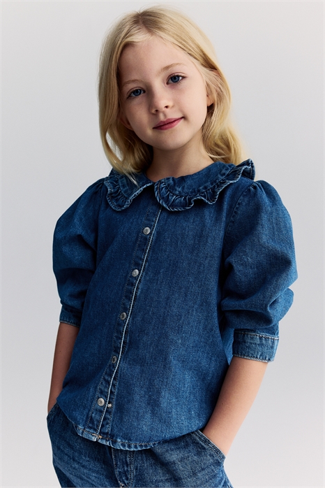 Джинсовая блузка с воротником 1303048001 - Фото 13855193