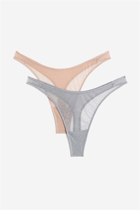 Трусы-стринги из блестящей сетки в упаковке из 2 штук 1198808001 - Фото 13860897