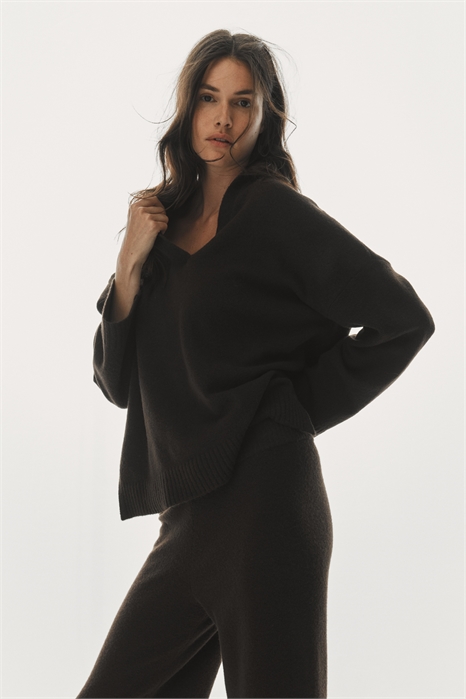 Джемпер с воротником из тонкой вязки 1211190008 - Фото 13863365