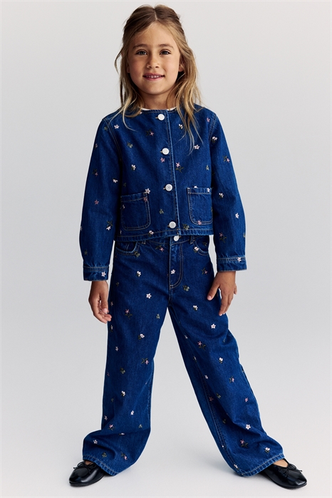 Джинсы с широкими штанинами с узором из мелких деталей 1301231002 - Фото 13873551