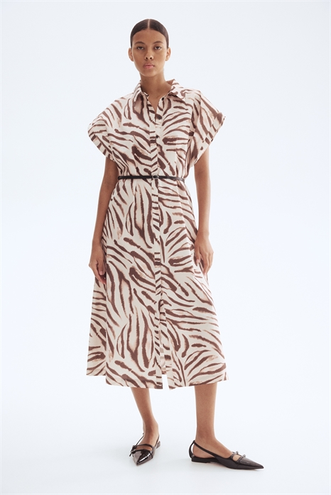 Платье из поплина с поясом 1300832002 - Фото 13881334