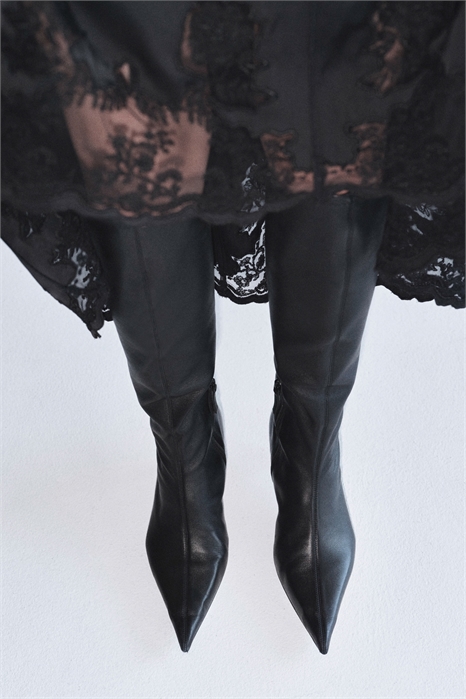 Кожаные сапоги-носки на каблуке 1301663001 - Фото 13882489