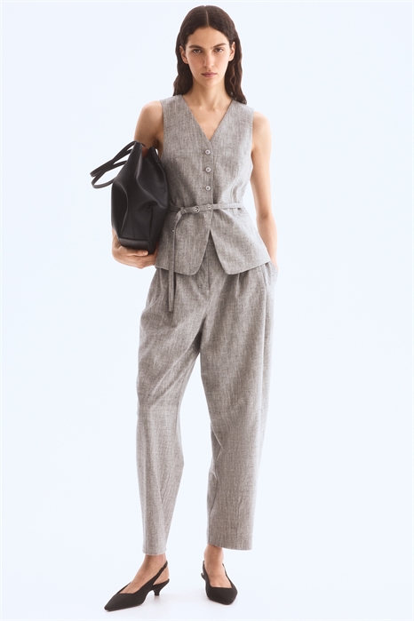 Приталенные брюки из льняной смеси 1299743001 - Фото 13885461