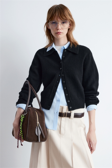 Кардиган с вязаным воротником 1285210002 - Фото 13889770