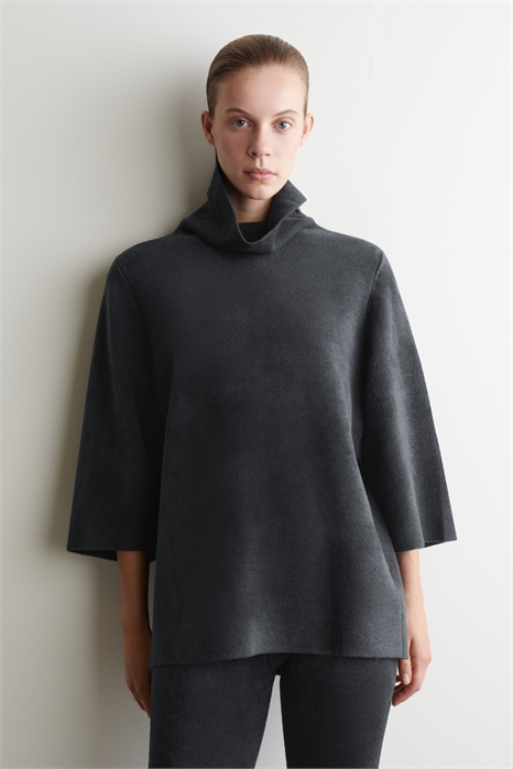 Джемпер с вороненым вырезом из синельной ткани 1295684002 - Фото 13893053