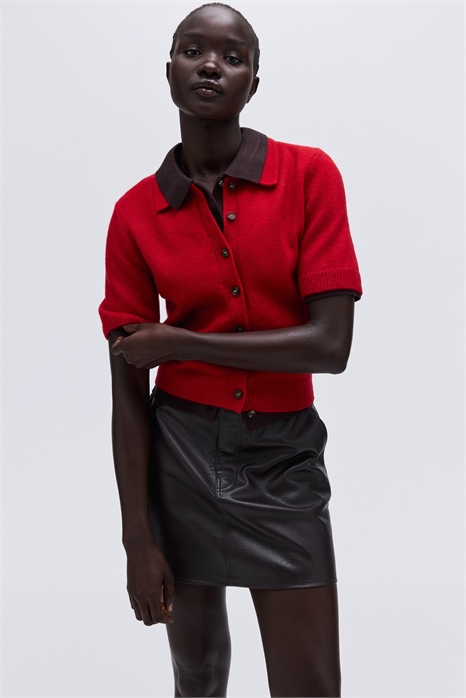 Кардиган с короткими рукавами и воротником 1305653001 - Фото 13896091