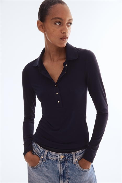 Рубашка-поло из ребристого трикотажа 1306363003 - Фото 13896985