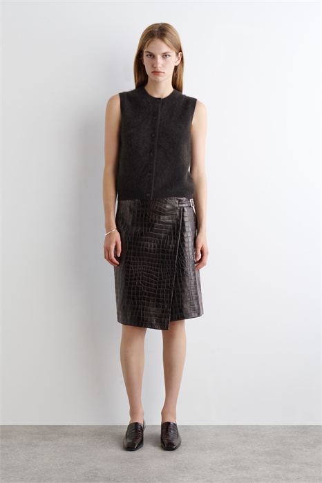 Юбка из кожи с эффектом крокодила 1299932001 - Фото 13899379