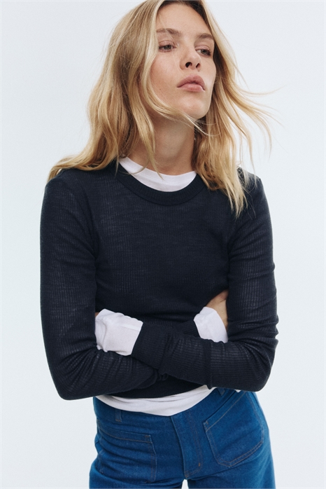 Топ из шерсти с ребристой вязкой 1268747028 - Фото 13903361