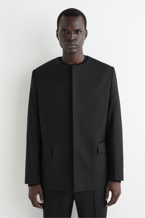 Шерстяной блейзер без воротника 1291666001 - Фото 13906218