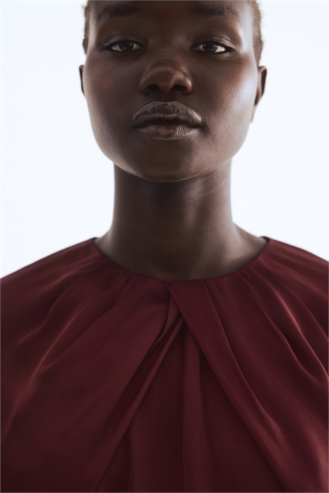 Атласная блузка с воздушными рукавами 1309873001 - Фото 13906453