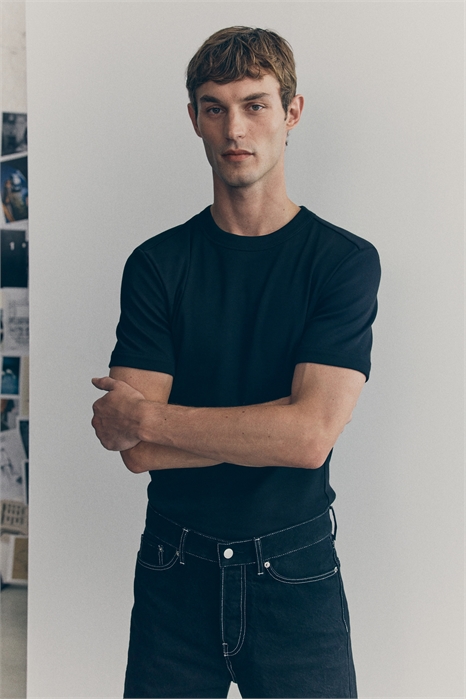 Ребристая хлопковая футболка 1304716001 - Фото 13910260