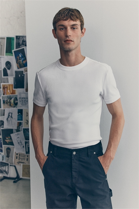 Ребристая хлопковая футболка 1304716002 - Фото 13910266