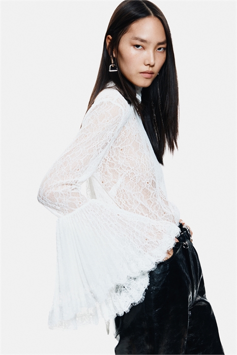 Кружевная блузка с трубчатыми рукавами 1311126001 - Фото 13910544