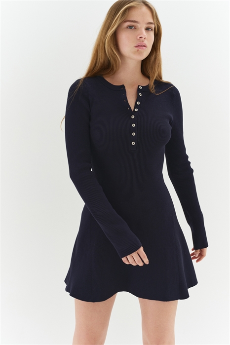 Платье с расклешенной юбкой из трикотажа в рубчик 1301237001 - Фото 13913506