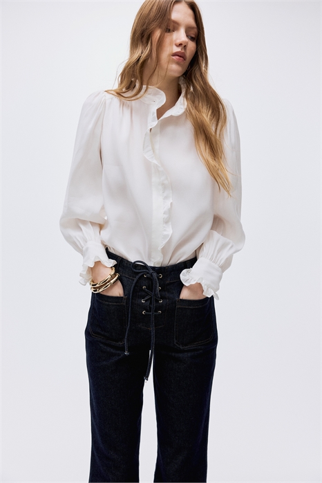 Расклешенные высокие джинсы 1315358001 - Фото 13920441