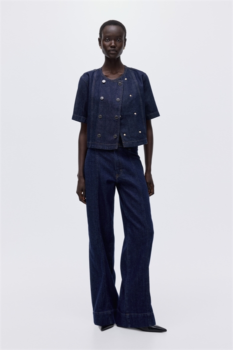 Двубортная джинсовая рубашка 1304383002 - Фото 13922796