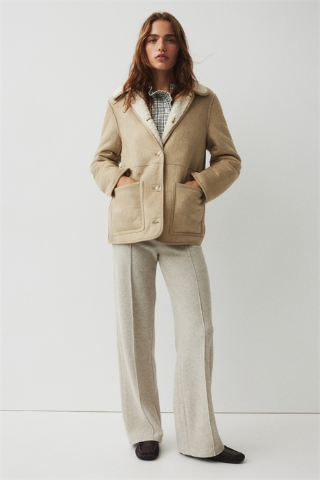 Брюки со складками из ребристого трикотажа 1316784002 - Фото 13923370