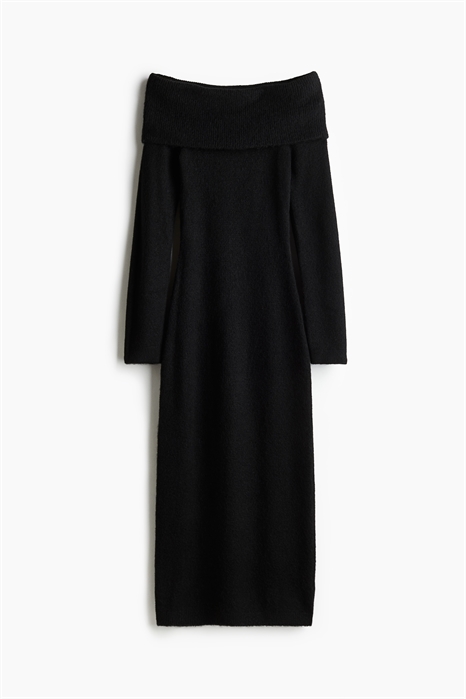 Платье из тонкого трикотажа с отворотом на плечо 1232574001 - Фото 13923581